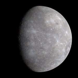 planet Mercury surface - shrinking tectonic scars
