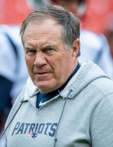 Bill Belichick wearing a New England Patriots hoodie before a 2019 game