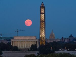 Harvest Moon rising over Washington, D.C.