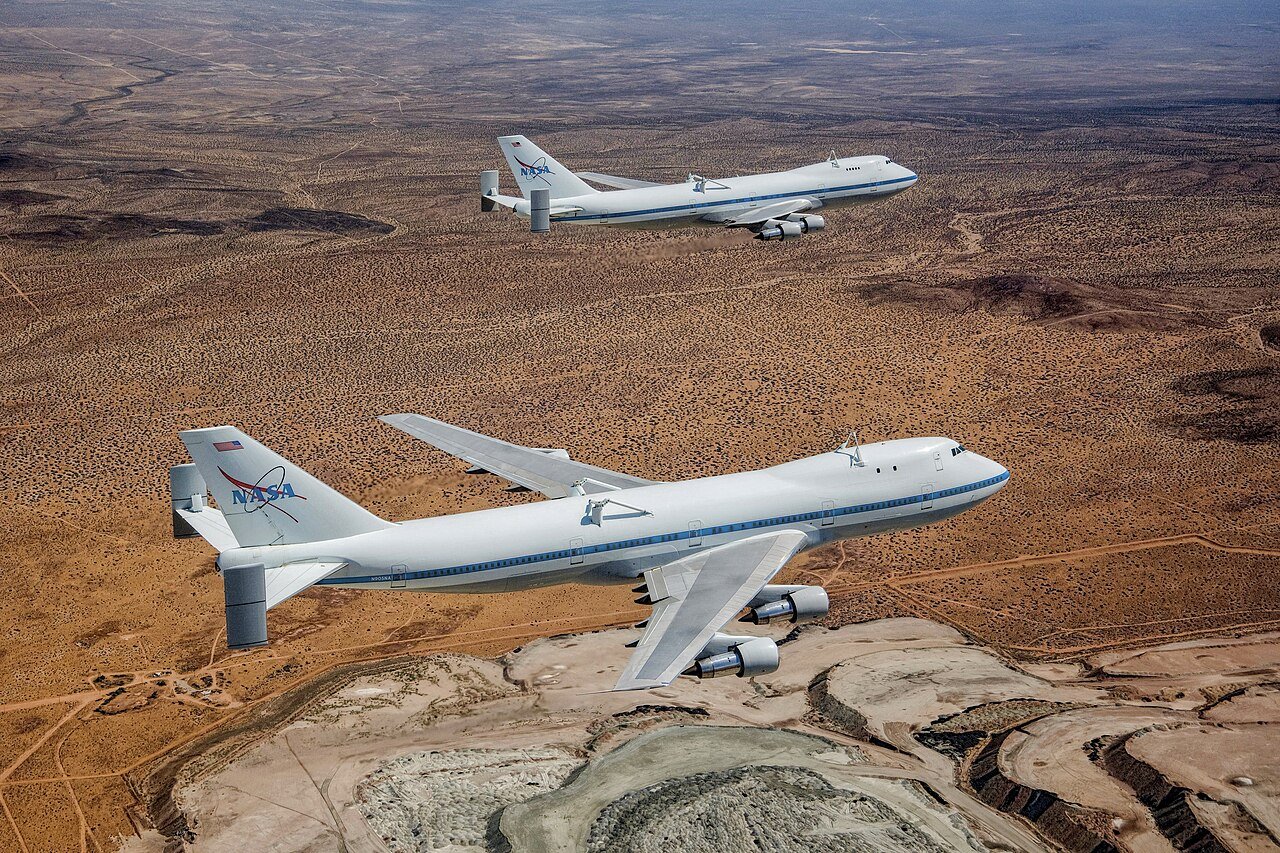 NASA Shuttle Carrier Aircraft in flight, public domain